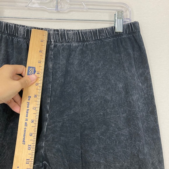 Jess & Jane Crop Pants 1X Black Mineral Wash Elastic Waist Stretch Comfy Soft - Picture 5 of 8
